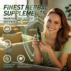 Droplet being dispensed from oregano oil drops bottle