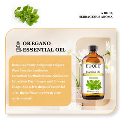 Glass dropper bottle of oregano essential oil