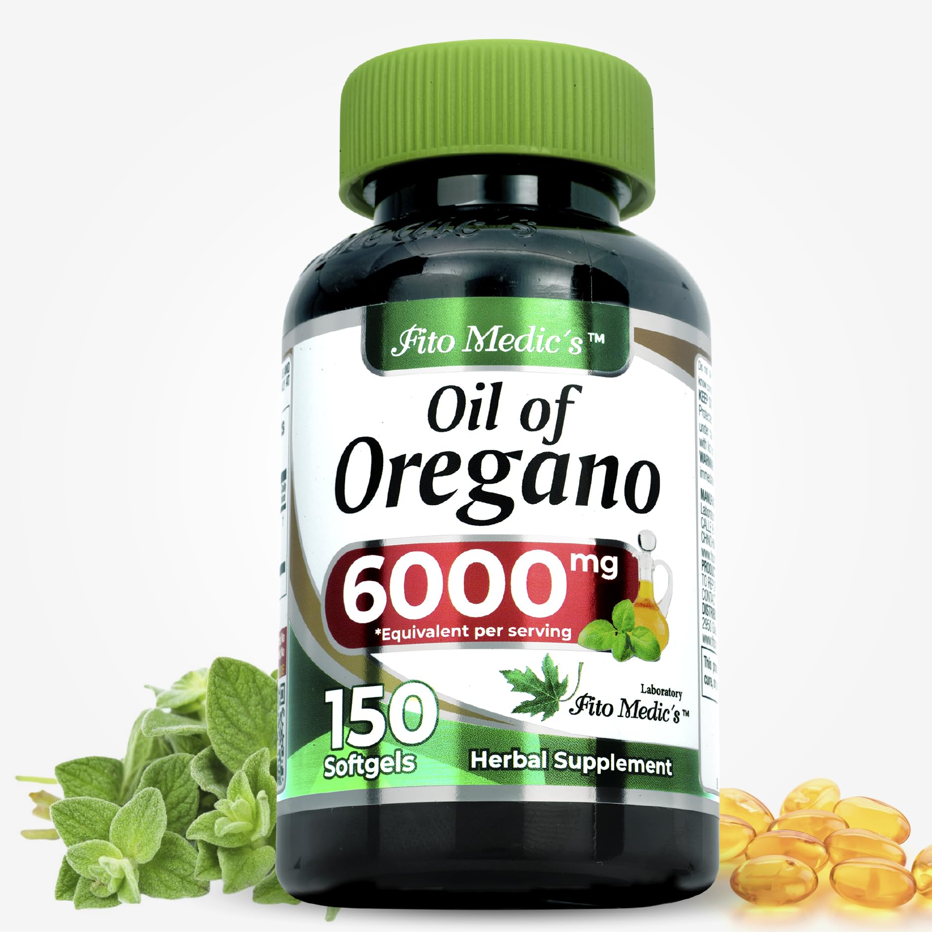 Oregano oil softgels with high absorption 6000 mg equivalent, 65:1 extract