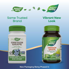 Close-up showing 500 mg Oregon Grape per serving