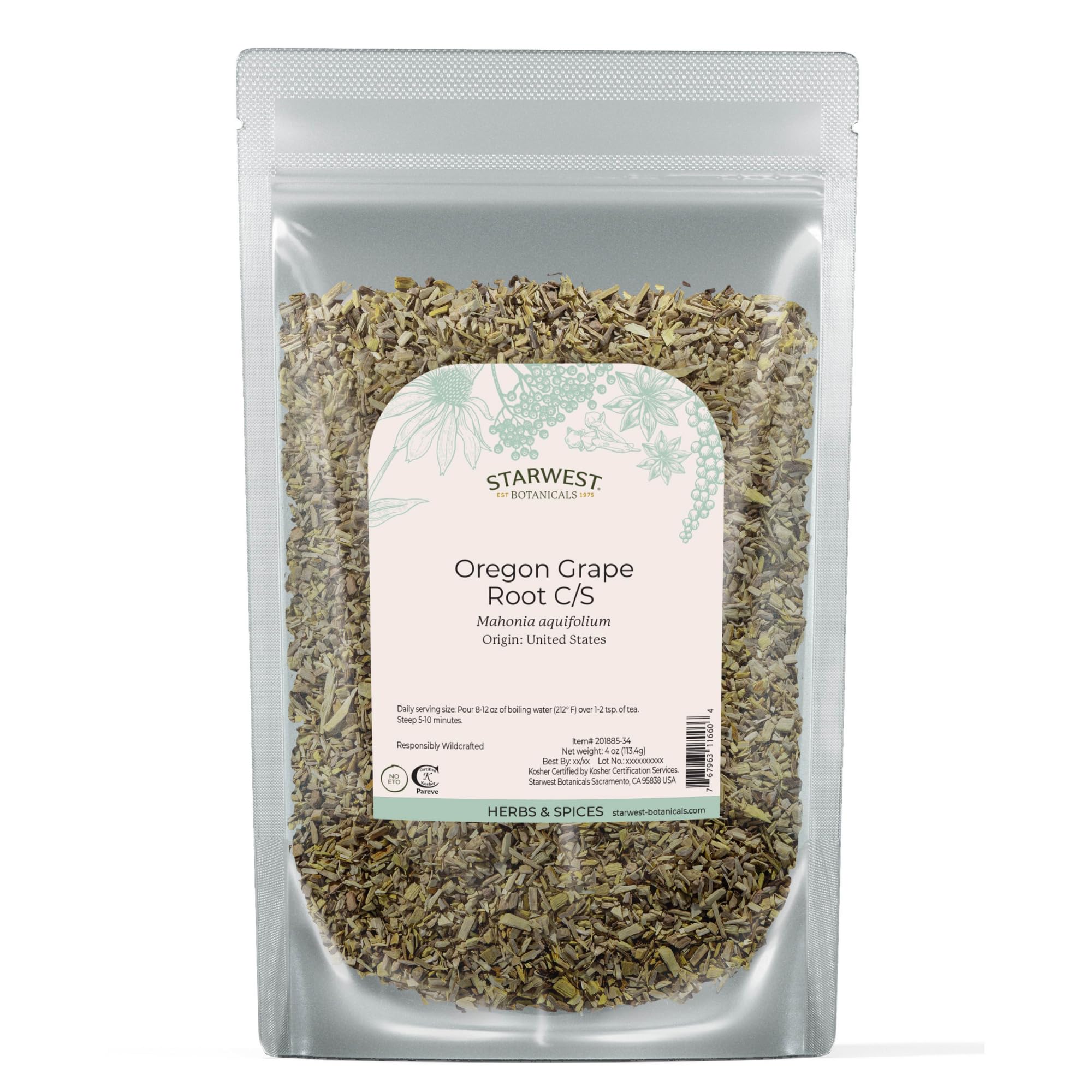 Oregon Grape Root cut and sifted in a 4 oz pouch