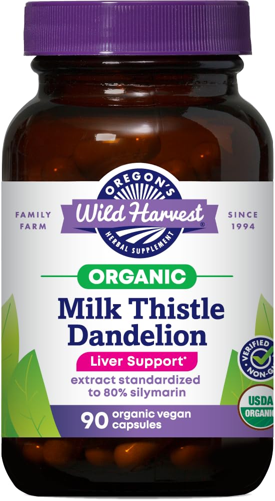 Bottle of Oregon's Wild Harvest Milk Thistle Dandelion Capsules