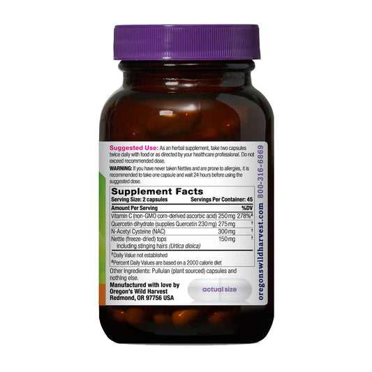 Close-up of Quercetin and nettle ingredients