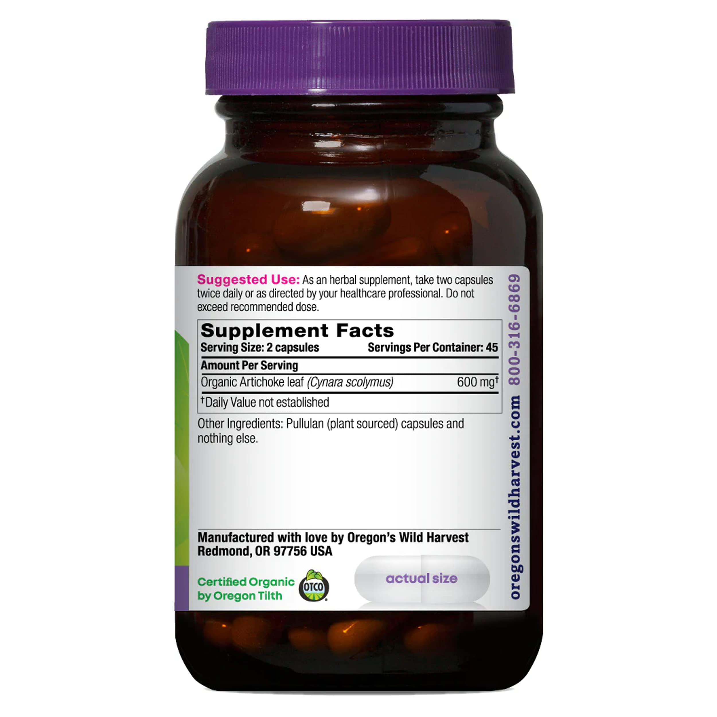Fresh whole organic artichoke leaves used in the supplement