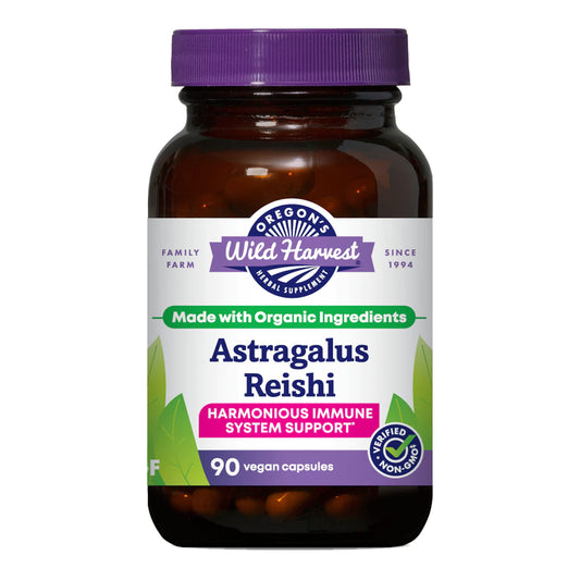 Bottle of Oregon's Wild Harvest Astragalus Reishi Organic Herbal Supplement, 90 Count