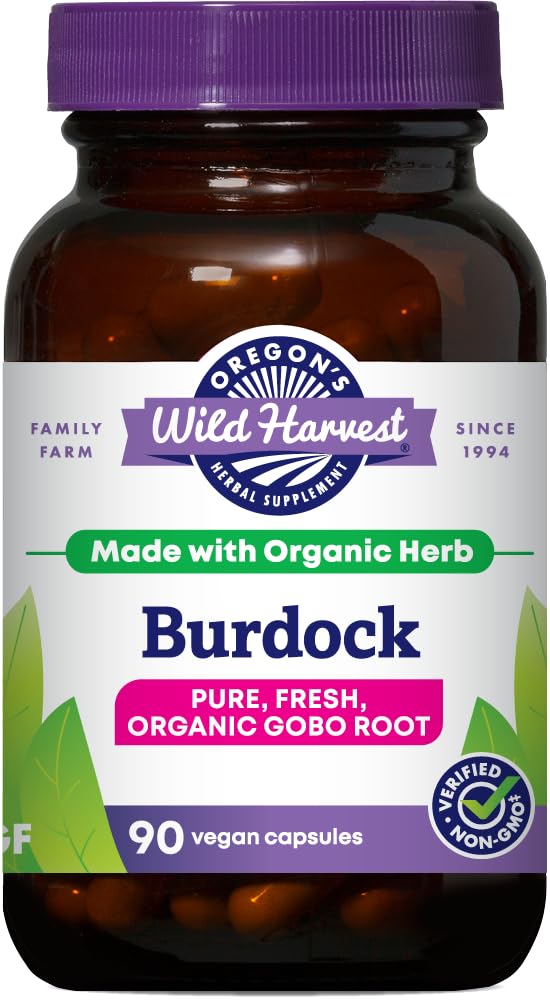 Bottle of Oregon's Wild Harvest Burdock Organic Vegan Capsules - 90 Count
