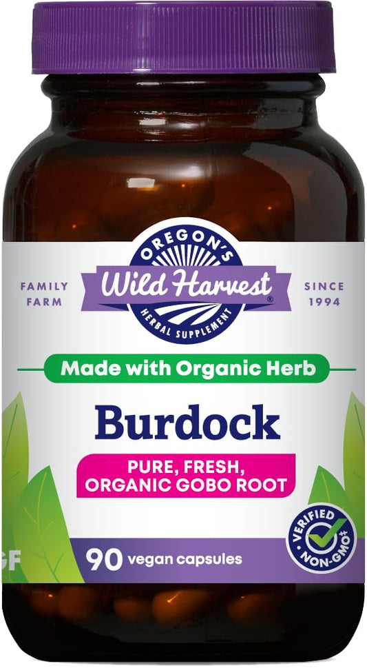 Bottle of Oregon's Wild Harvest Burdock Organic Vegan Capsules - 90 Count