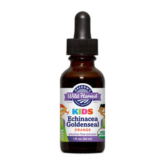 Bottle of Oregon's Wild Harvest Children's Echinacea Goldenseal Orange Organic Herbal Supplement, 1 fl oz