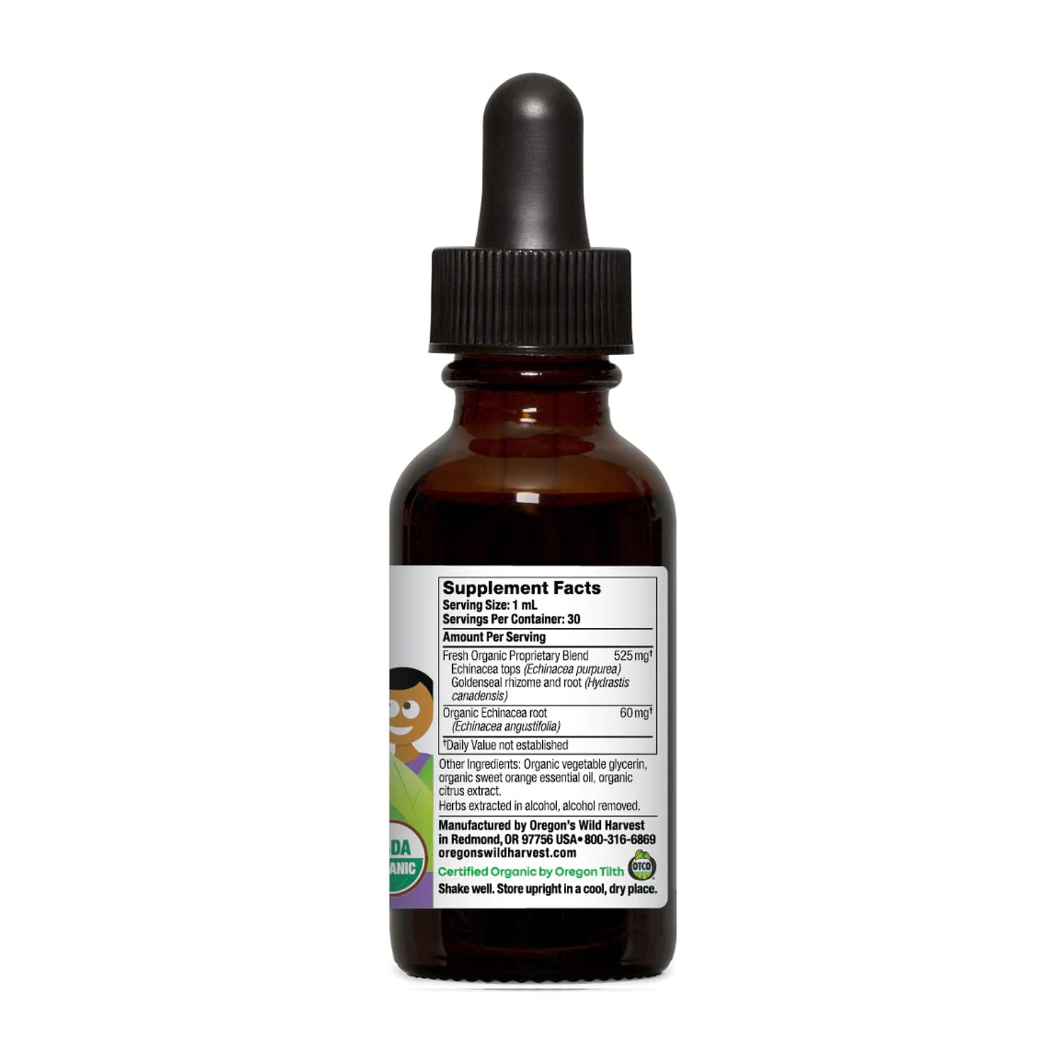 Close-up of the alcohol-free glycerite formula with organic glycerin carrier