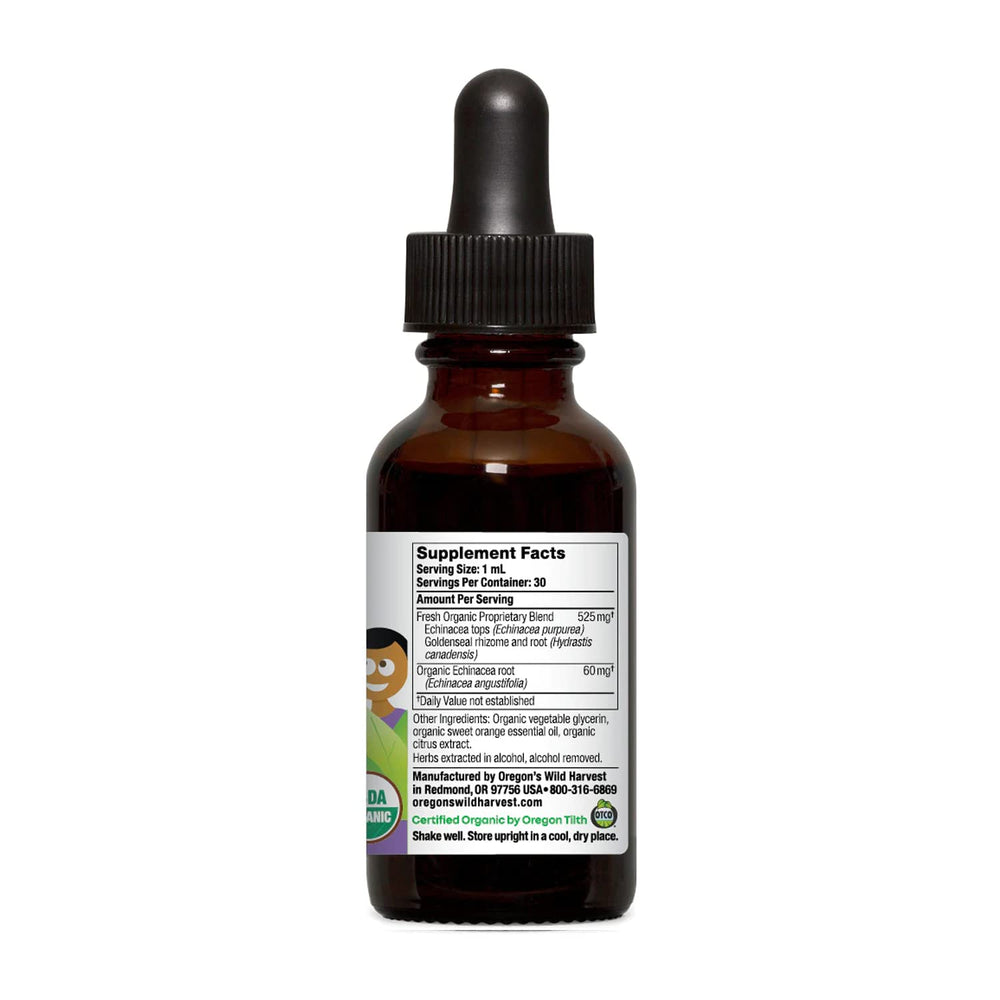 Close-up of the alcohol-free glycerite formula with organic glycerin carrier
