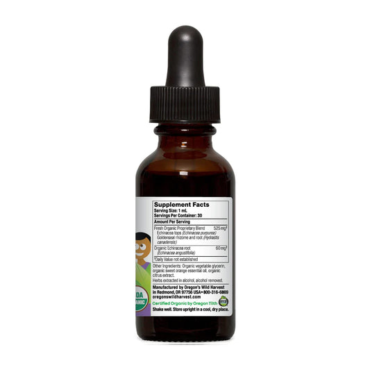 Close-up of the alcohol-free glycerite formula with organic glycerin carrier
