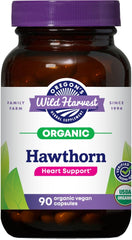 Oregon's Wild Harvest Hawthorn capsules bottle showing 1200 mg strength and 90-count