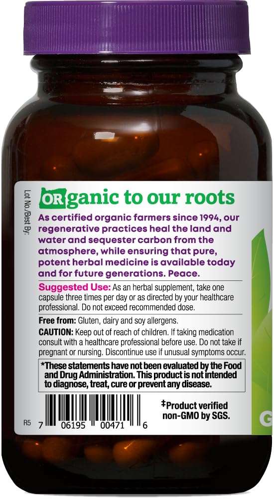 Product label showing organic certification and ingredients for Lion's Mane formula