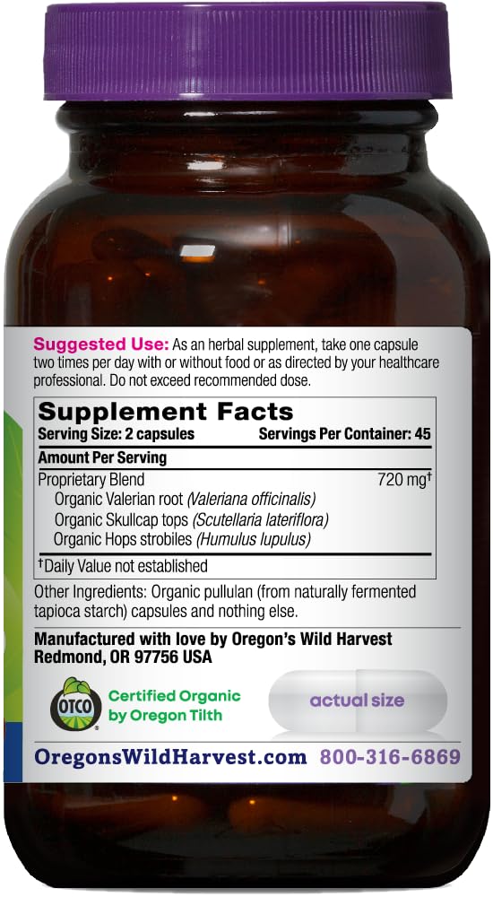 Bottle and label of Muscle Relax 90-count organic vegan capsules