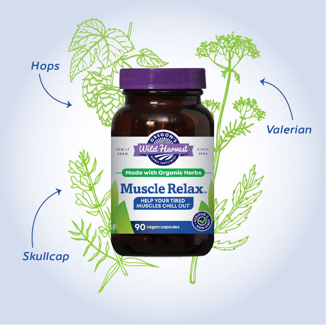 Close-up of ingredients: valerian, skullcap and hops