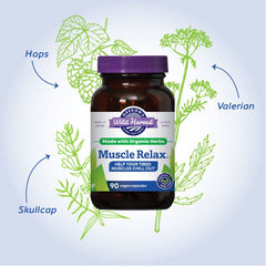 Close-up of ingredients: valerian, skullcap and hops