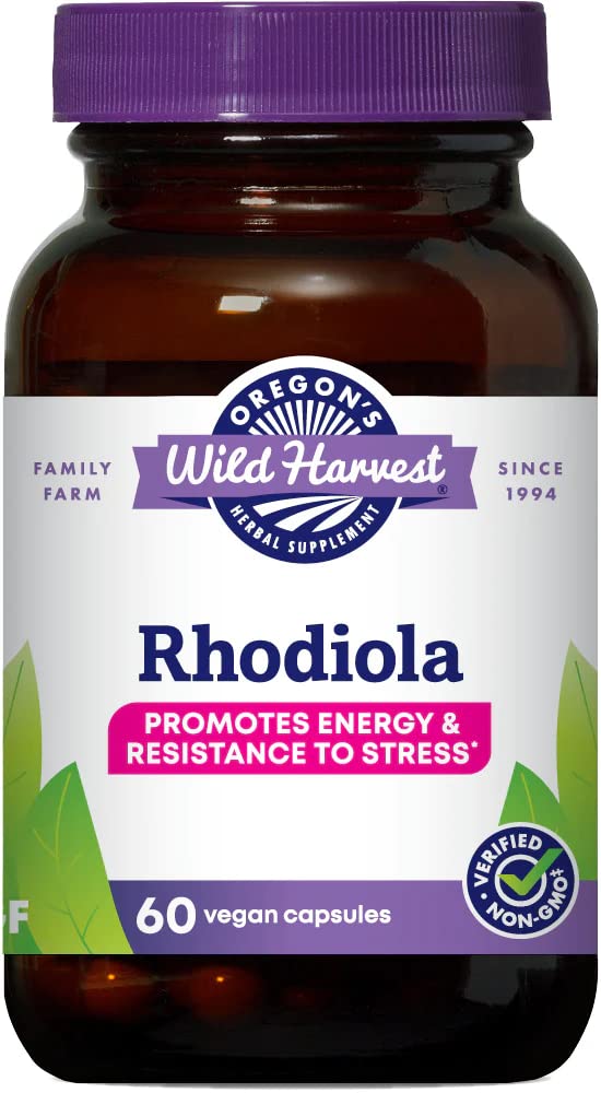 Oregon's Wild Harvest Rhodiola 60 Count bottle – front view