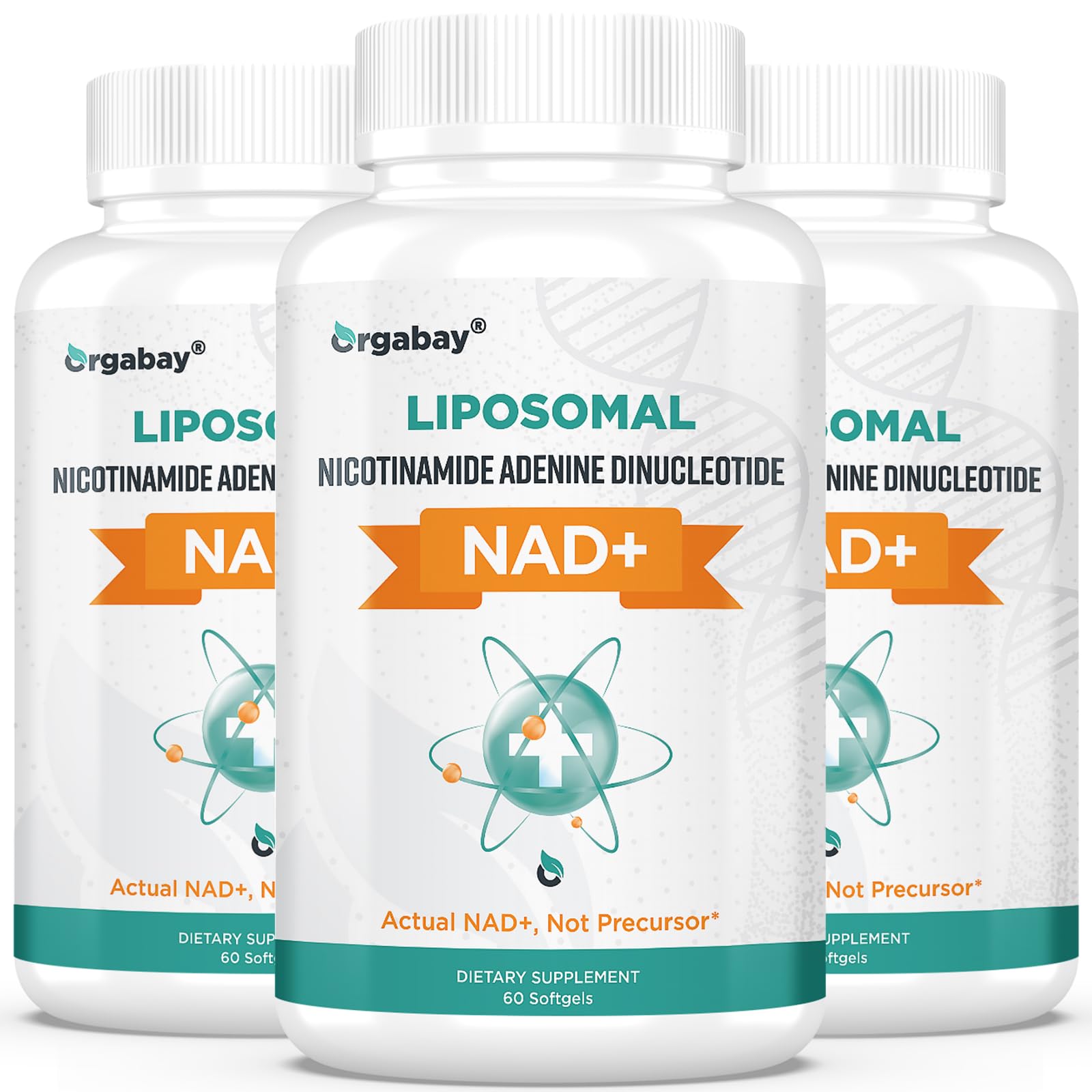 Orgabay Liposomal NAD+ 500 mg bottle with 180 softgels