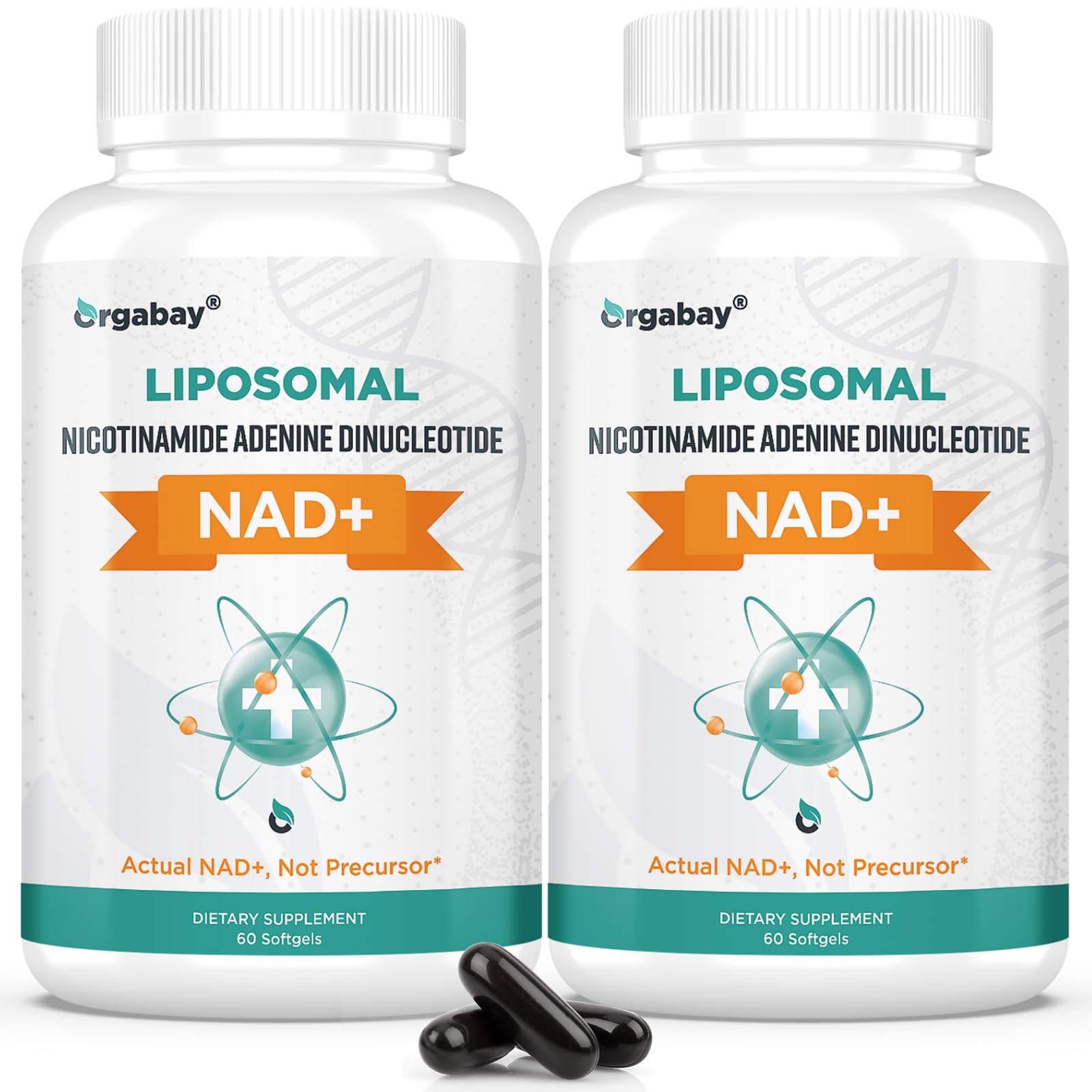 Orgabay liposomal NAD+ softgel bottle ready for daily energy support.