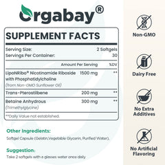 Orgabay NR 2000mg softgels for easy daily intake and energy-support potential.