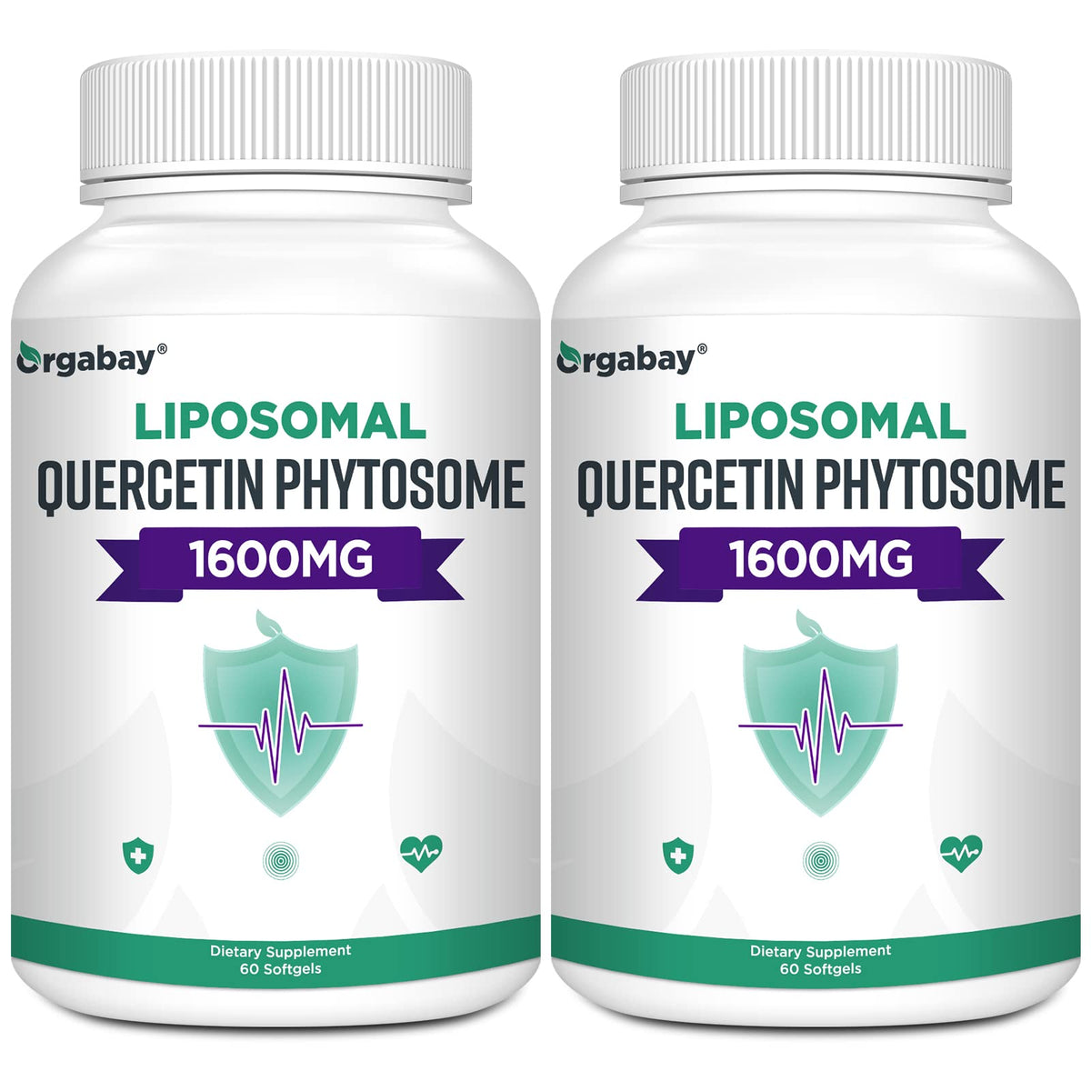 Orgabay Liposomal Quercetin Phytosome 1600 mg bottle with 120 softgels