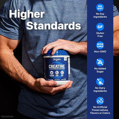 Orgain creatine monohydrate tub and packaging