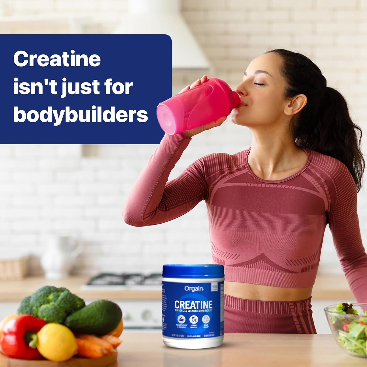 Serving scoop with Orgain creatine monohydrate powder