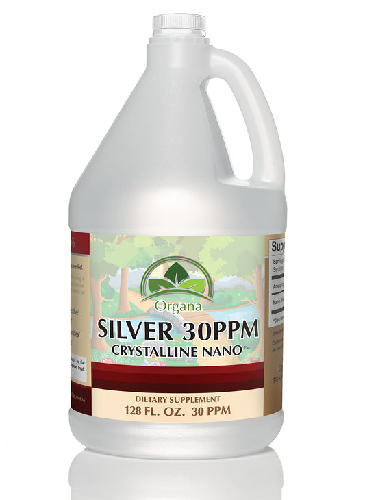 Organa Crystalline Nano Colloidal Silver bottle front view - 1 Gallon