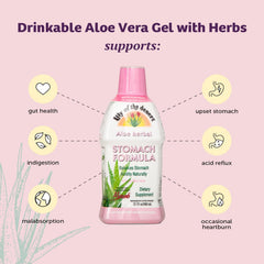 Organic aloe vera juice for stomach relief with herbal ingredients