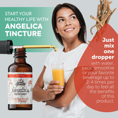 Angelica tincture bottle showing 2 oz (60 ml) size
