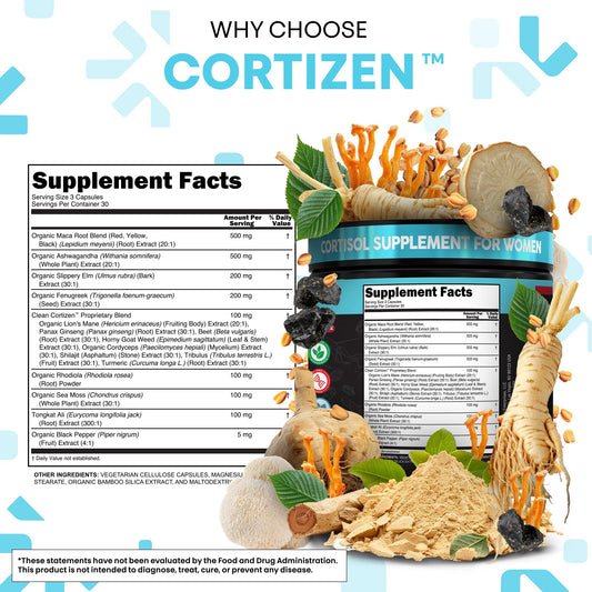 Organic ashwagandha and maca root ingredients for cortisol detox