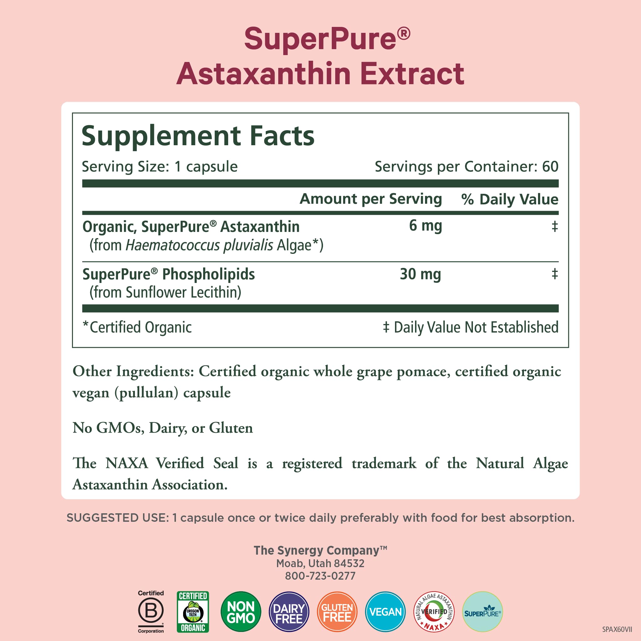 Organic astaxanthin from Haematococcus pluvialis algae