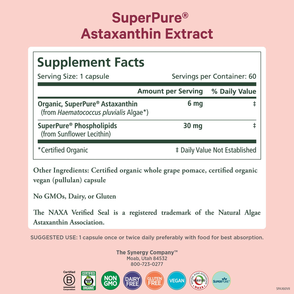 Organic astaxanthin from Haematococcus pluvialis algae