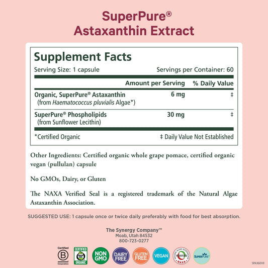 Organic astaxanthin from Haematococcus pluvialis algae