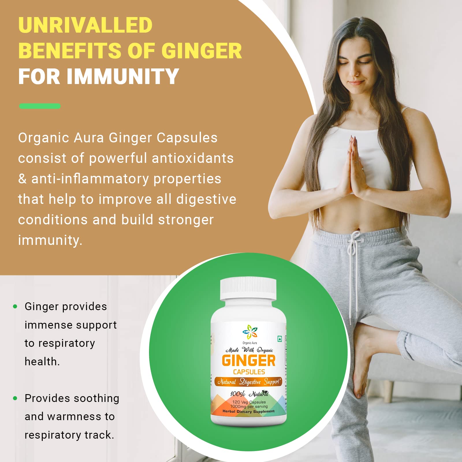 Illustration of gingerol as the bioactive compound in Organic Aura Ginger Capsules