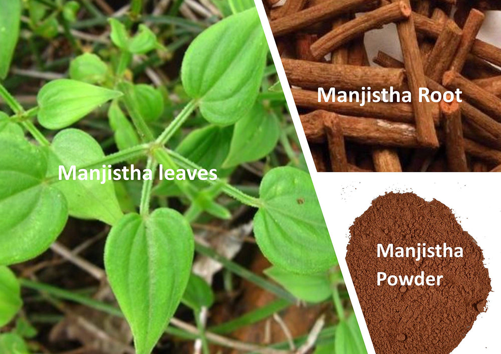 Organic Aura manjistha powder label showing organic certification