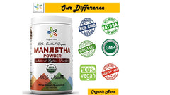 Serving suggestion of manjistha powder in a glass