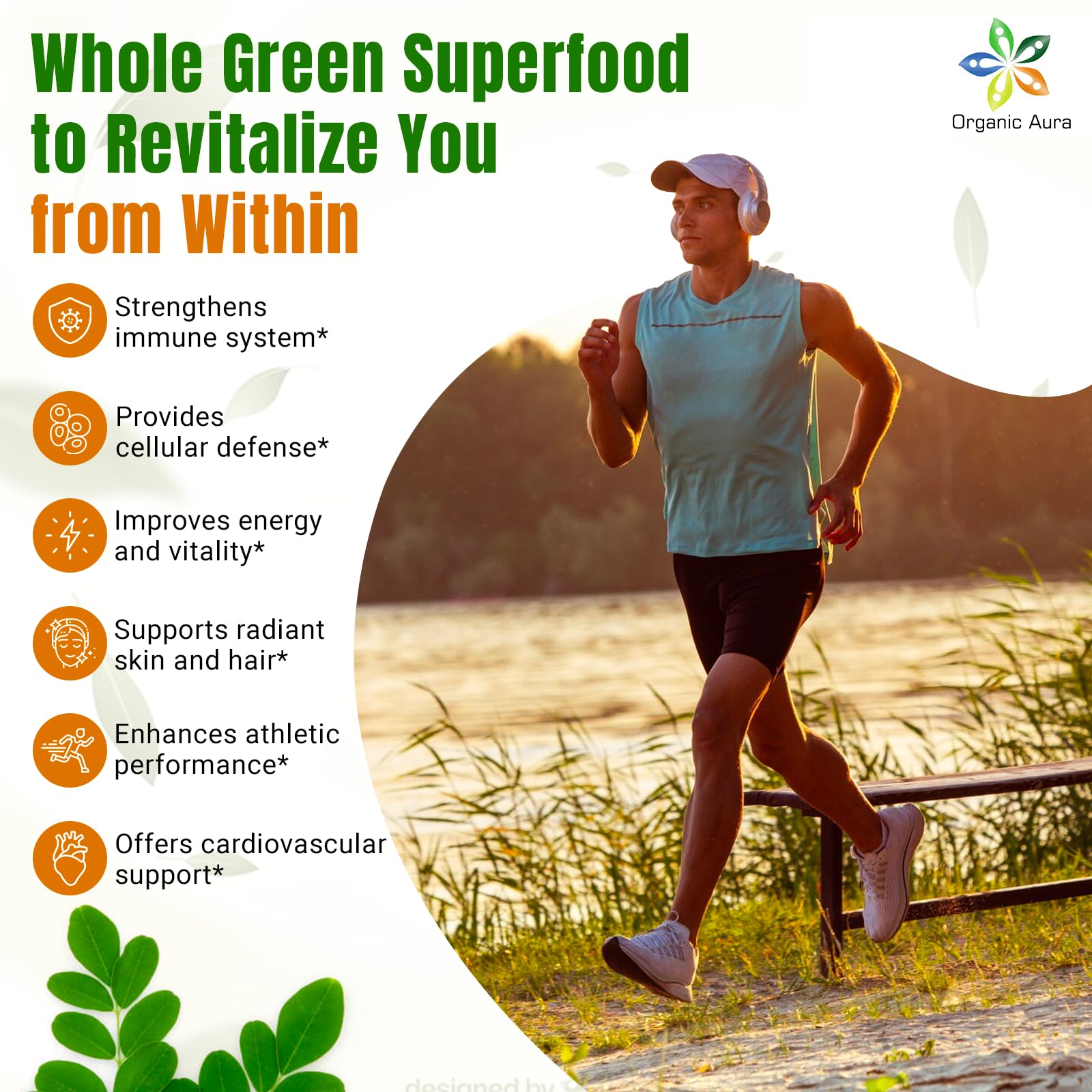 Nutrition label and ingredients of Organic Aura Moringa