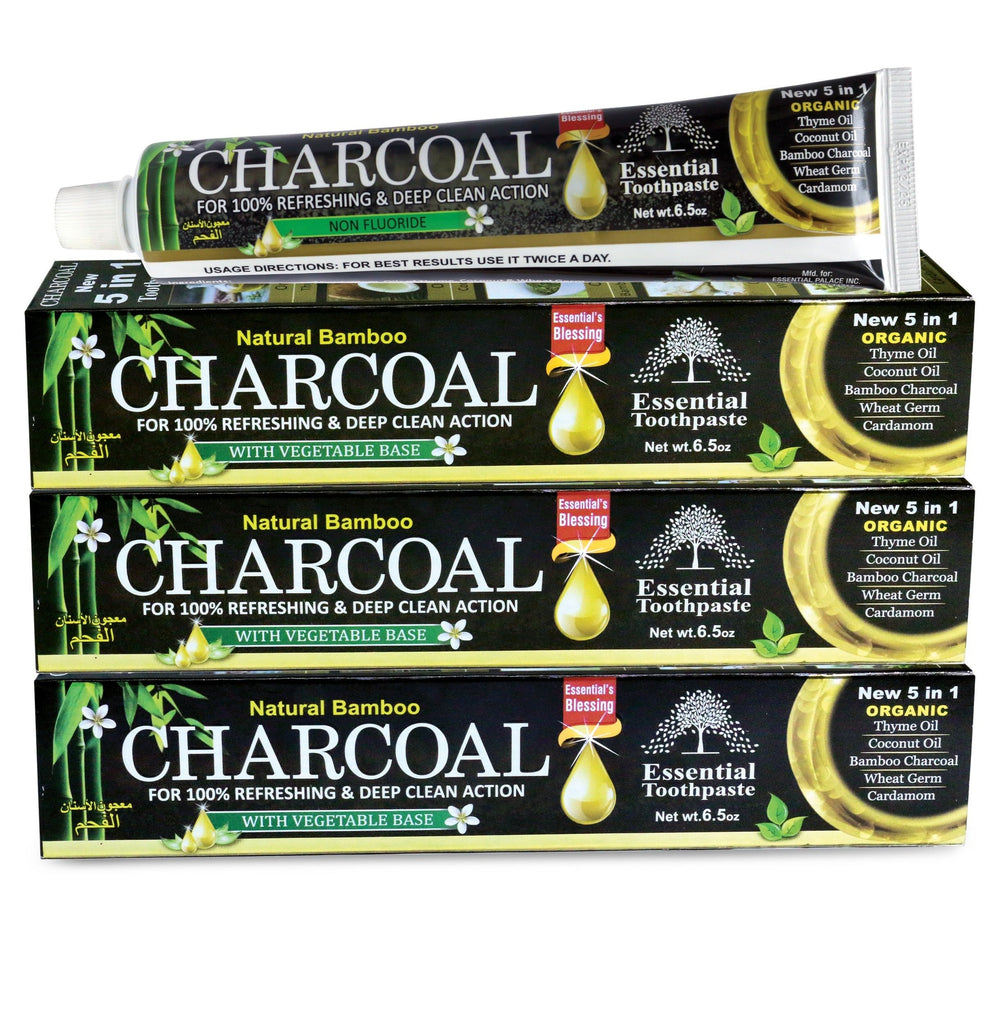 Three 6.5 oz tubes of Organic Bamboo Charcoal Toothpaste for natural whitening