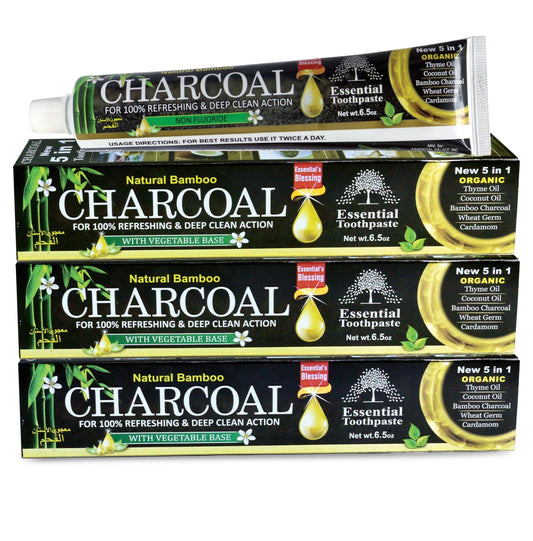 Three 6.5 oz tubes of Organic Bamboo Charcoal Toothpaste for natural whitening