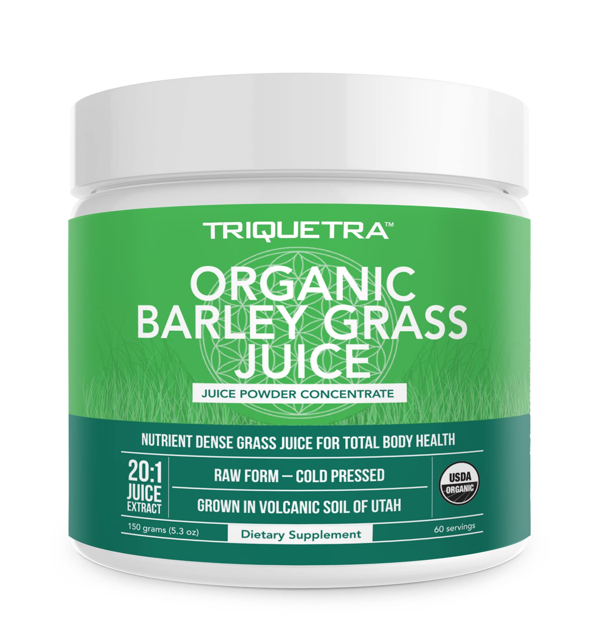 Organic barley grass juice powder grown in Utah volcanic soil