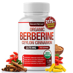 Bottle front view of Organic Berberine with Ceylon Cinnamon 2175mg