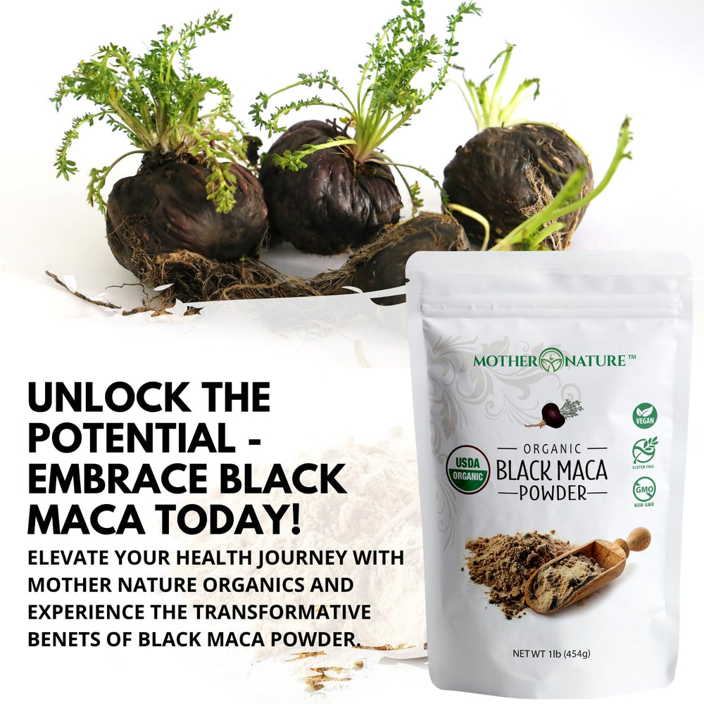 Serving suggestion of Organic Black Maca Root Powder in a glass