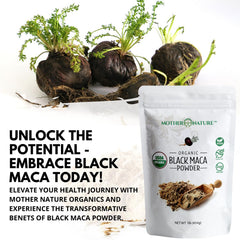 Serving suggestion of Organic Black Maca Root Powder in a glass