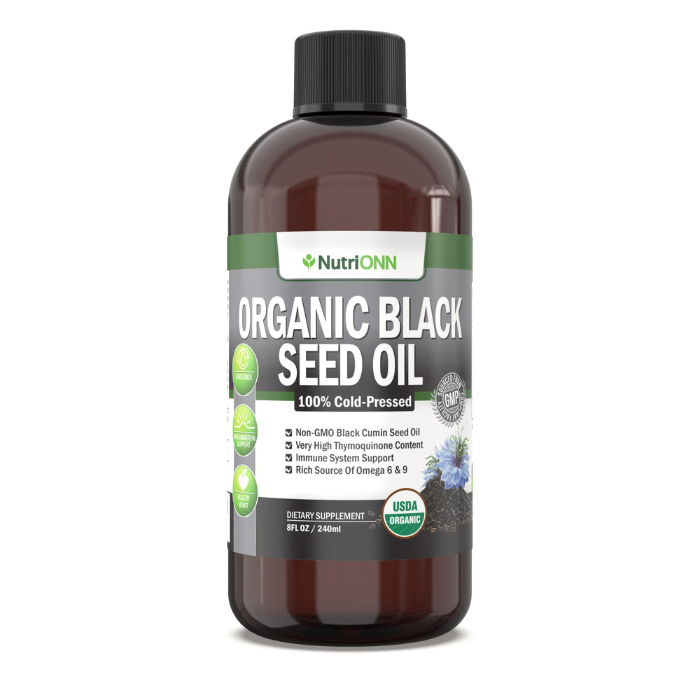 8 oz bottle of Organic Black Seed Oil in a PET bottle