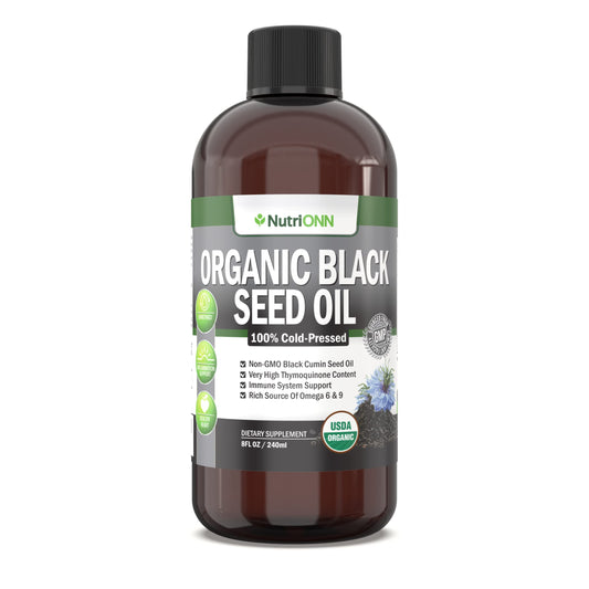 8 oz bottle of Organic Black Seed Oil in a PET bottle