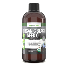 8 oz bottle of Organic Black Seed Oil in a PET bottle