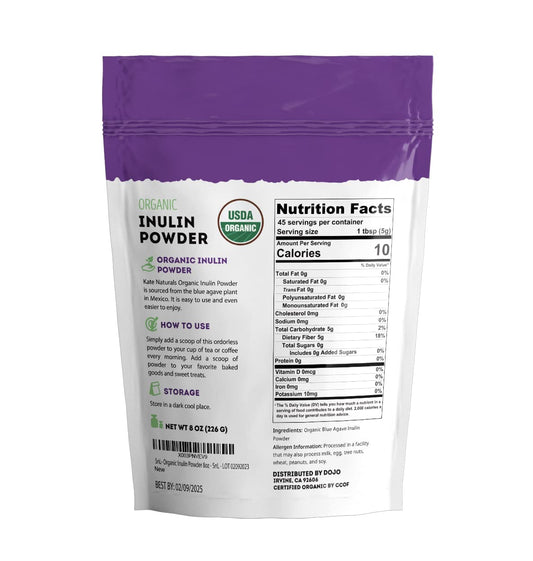 Organic Blue Agave inulin powder packaging