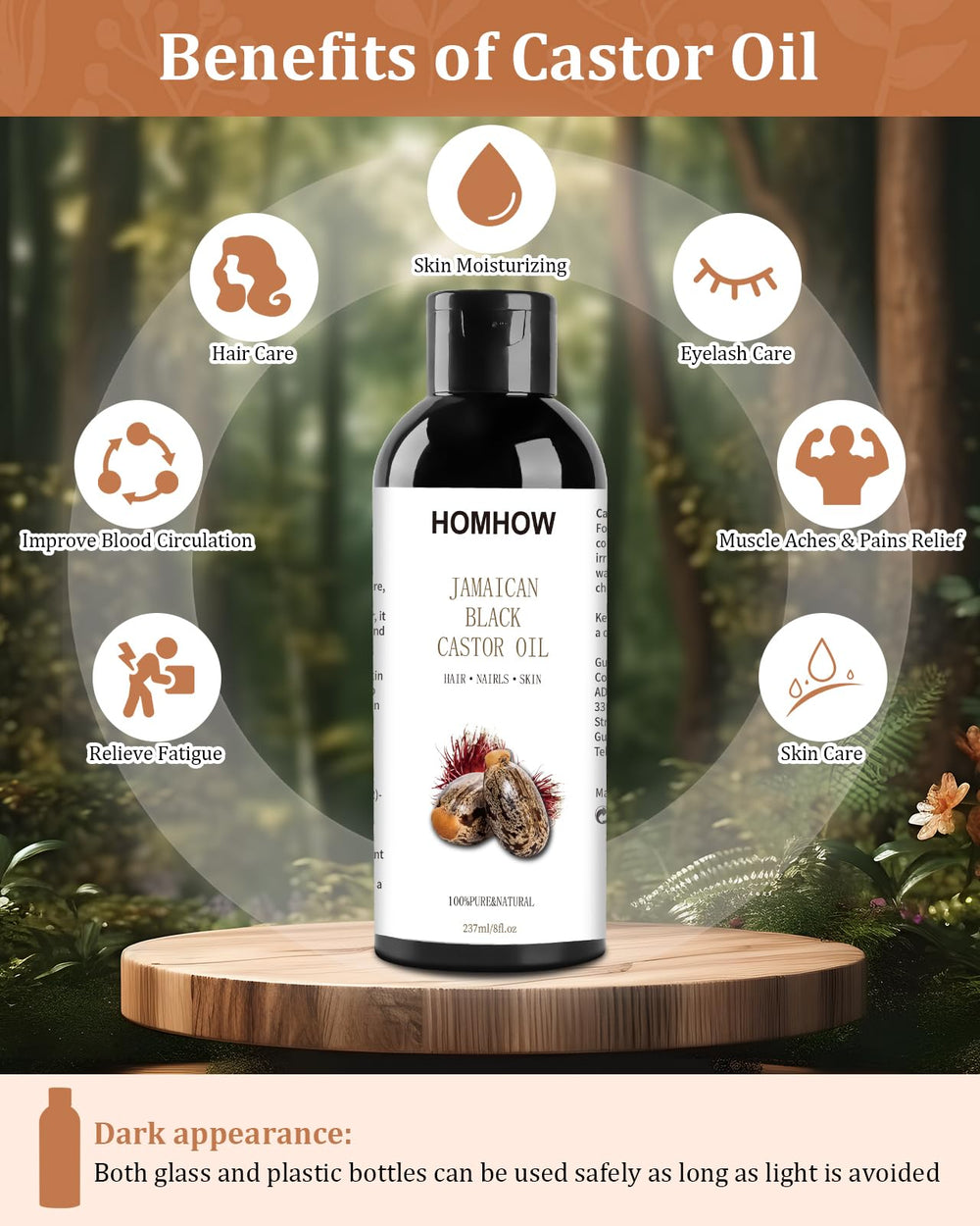 Organic Jamaican Black Castor Oil bottle 8 oz / 237 ml