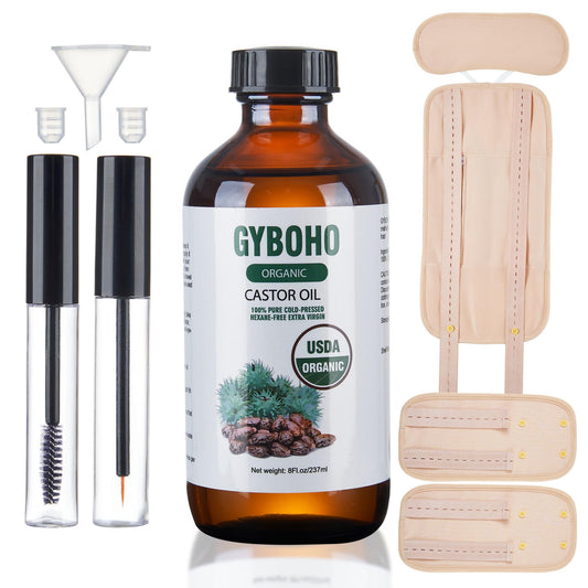 8oz USDA Organic cold-pressed castor oil in glass bottle